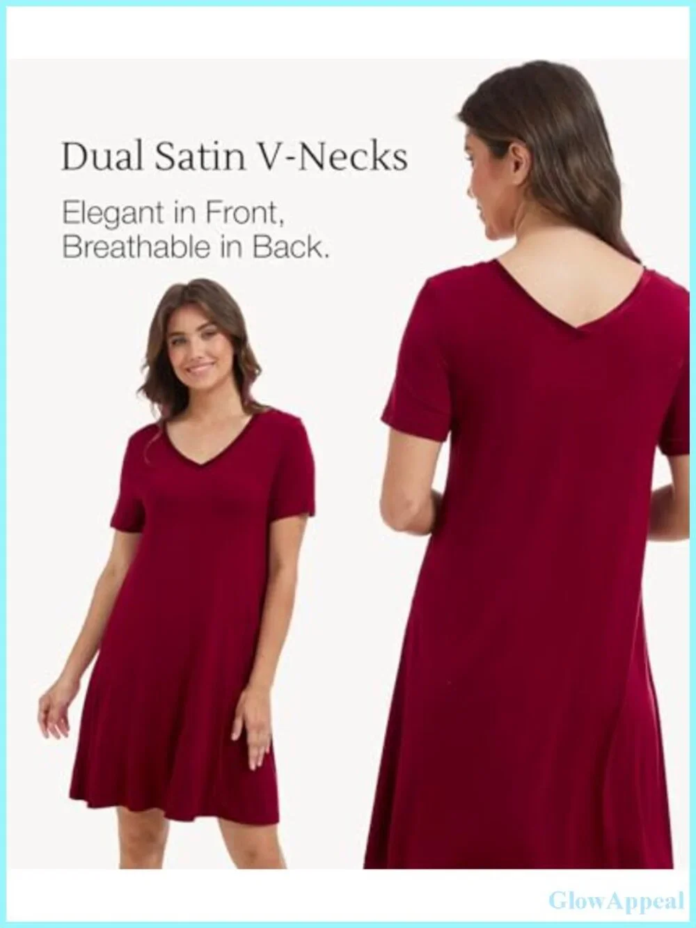 Cooling Bamboo Viscose Nightgown Women Short Sleeve V-Neck Sleep Dress OEKO-TEX
